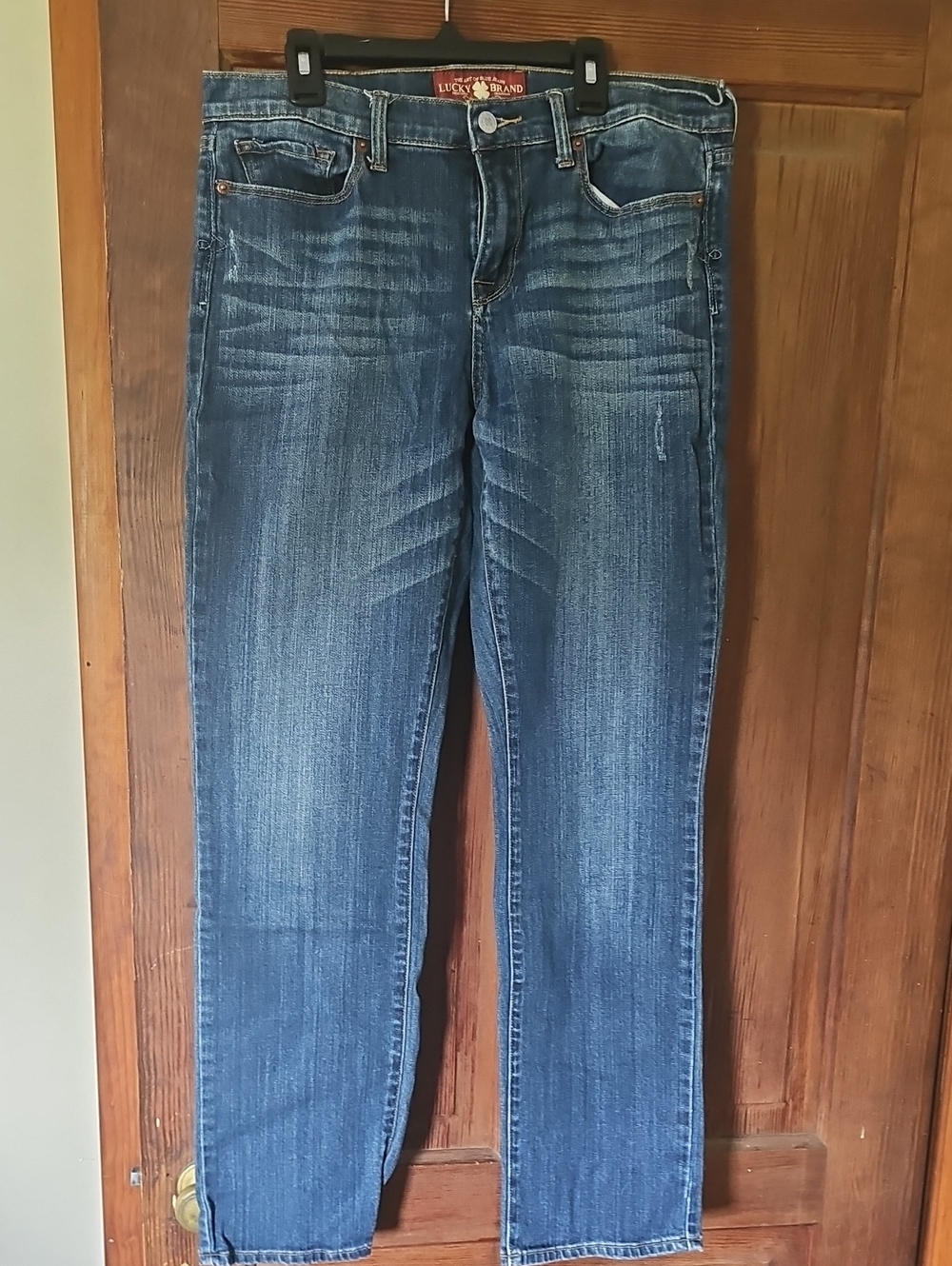 Lucky Brand Distressed Medium Blue Straight Jeans